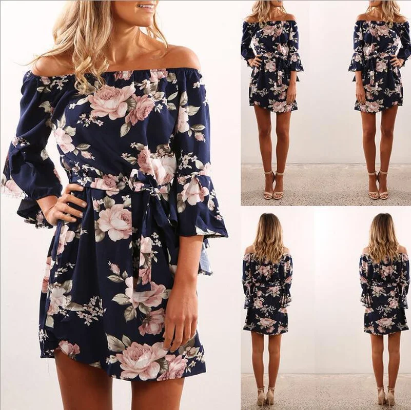 Women Dress 2019 Summer Sexy Off Shoulder Floral Print Chiffon Dress Boho Style Short Party Beach Dresses Vestidos de fiesta
Women Dress 2019 Summer Sexy Off Shoulder Floral Print Chiffon Dress Boho Style Short Party Beach Dresses Vestidos de fiesta