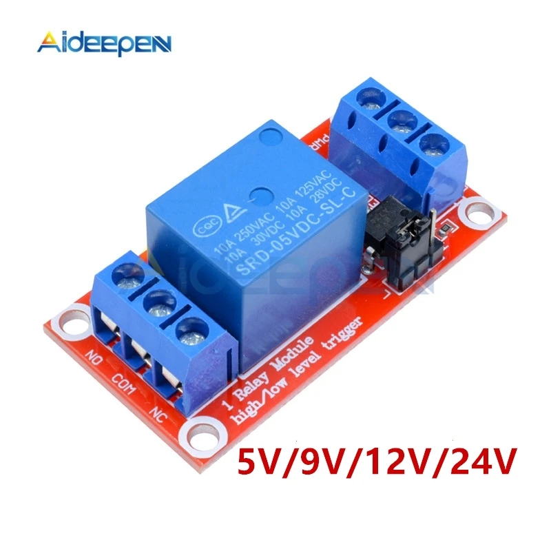 

DC 5V 9V 12V 24V 1 Channel Relay Module With Optocoupler Shield Board High And Low Level Trigger Power Supply Module For Arduino