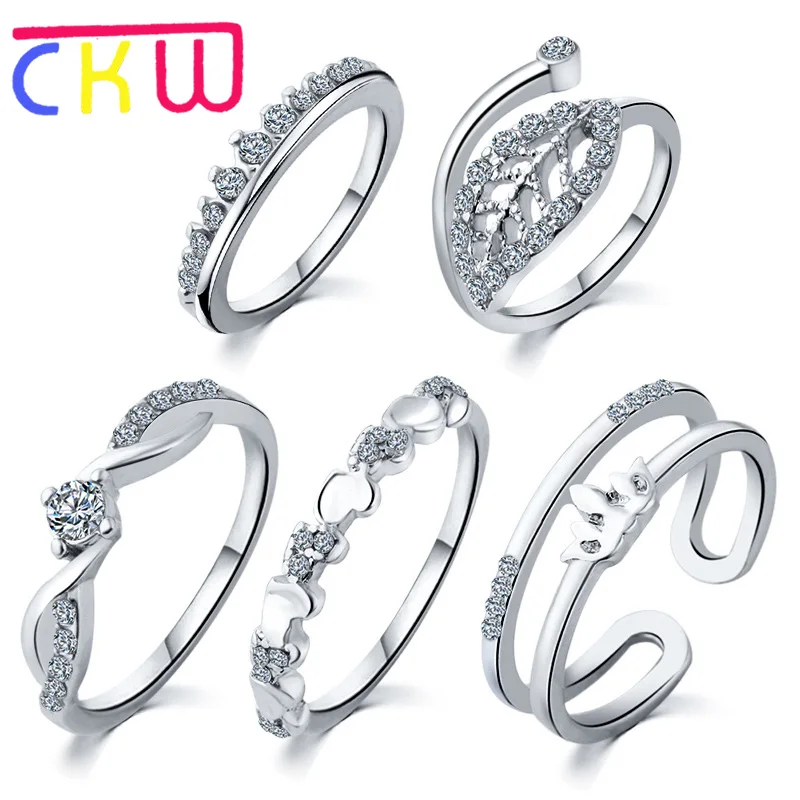 CKW Trendy Gold or Silver Heart Leaves Crown Leaf Five Sets Crystal Rings for women bagues pour femme
CKW Trendy Gold or Silver Heart Leaves Crown Leaf Five Sets Crystal Rings for women bagues pour femme