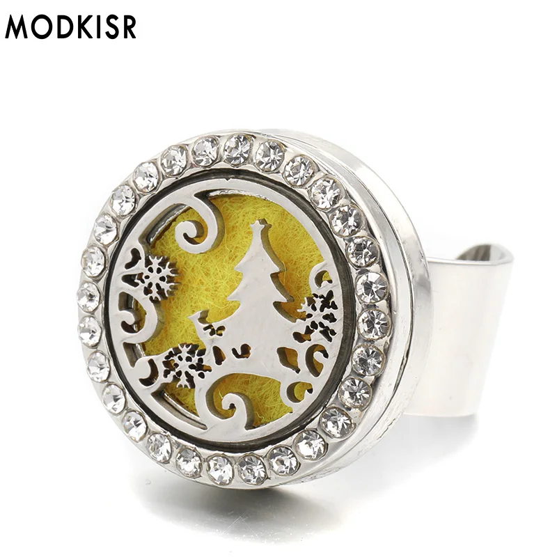 MODKISR Wholesale Stainless Steel Christmas Tree 25mm Fashion Aromatherapy Essential Oil Diffuser Women Charm Rings Jewelry Ring
MODKISR Wholesale Stainless Steel Christmas Tree 25mm Fashion Aromatherapy Essential Oil Diffuser Women Charm Rings Jewelry Ring