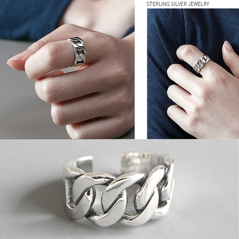 Vintage Punk Style 925 Sterling Silver Jewelry Vintage Flat Thick Chain Knuckle Tail Rings for Women bijoux en argent 925
Vintage Punk Style 925 Sterling Silver Jewelry Vintage Flat Thick Chain Knuckle Tail Rings for Women bijoux en argent 925