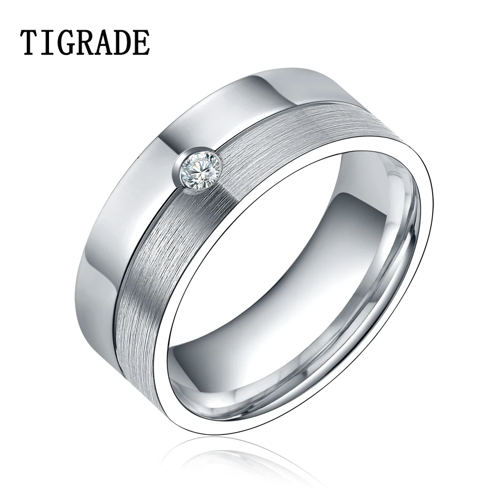 8mm Silver Wedding Band Cubic Zirconia Titanium Ring Men Women Finger Jewelry bijuteria feminina Promotion
8mm Silver Wedding Band Cubic Zirconia Titanium Ring Men Women Finger Jewelry bijuteria feminina Promotion
