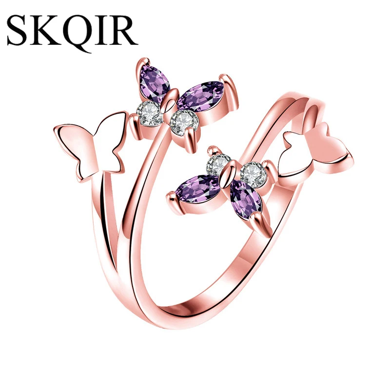 SKQIR Rose Silver Adjustable Butterfly Crystal Wings Cuff Rings for Women Jewelry Trendy Girls Wedding Bands Fashion Party Rings
SKQIR Rose Silver Adjustable Butterfly Crystal Wings Cuff Rings for Women Jewelry Trendy Girls Wedding Bands Fashion Party Rings