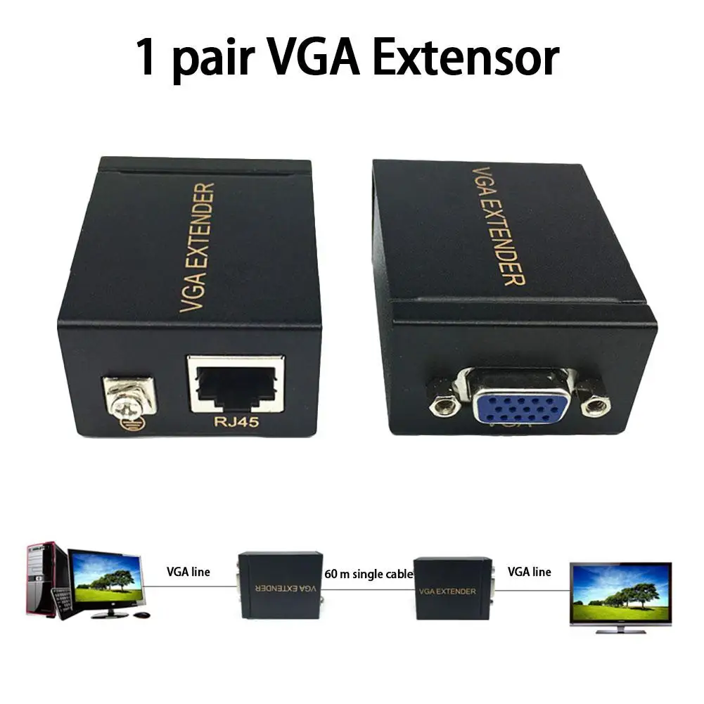 60M Extensor VGA Extensor VGA VGA transfer network signal amplifier network cable transmitter VGA TO RJ45
60M Extensor VGA Extensor VGA VGA transfer network signal amplifier network cable transmitter VGA TO RJ45