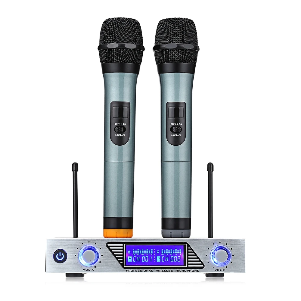 2pcs/set Microphone UHF Long Range Dual Channel 2 Handheld Mic Transmitter Professional Karaoke UHF Wireless Microphone System
2pcs/set Microphone UHF Long Range Dual Channel 2 Handheld Mic Transmitter Professional Karaoke UHF Wireless Microphone System