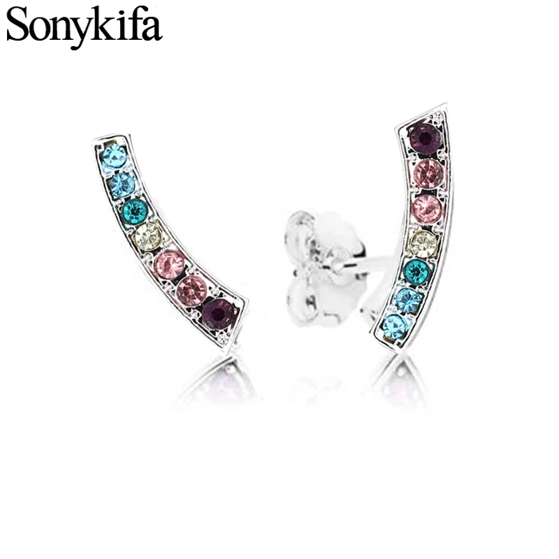 Sonykifa Summer Style European Silver Color Earring Dazzling Rainbow Push-Back Pandora Stud Earrings for Women Kids Jewelry Gift
Sonykifa Summer Style European Silver Color Earring Dazzling Rainbow Push-Back Pandora Stud Earrings for Women Kids Jewelry Gift