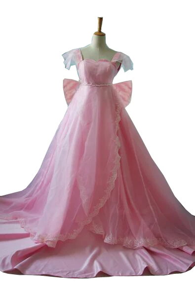 2017 Sailor Moon Princess Serenity Tsukino Usagi Pink Dress Cosplay Costume Sailor Moon Wedding Dress