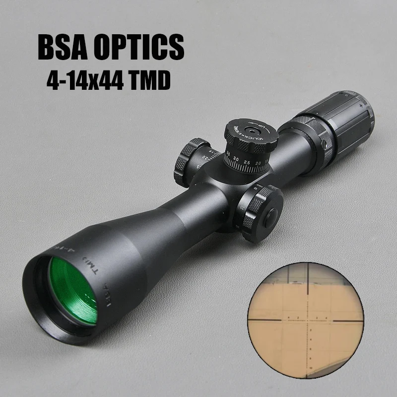 BSA OPTICS 4-14X44 TMD Hunting Riflescope First Focal Plane Glass Reticle Tactical Rifle Scope Side Parallax Rifle Scope Air Gun
BSA OPTICS 4-14X44 TMD Hunting Riflescope First Focal Plane Glass Reticle Tactical Rifle Scope Side Parallax Rifle Scope Air Gun