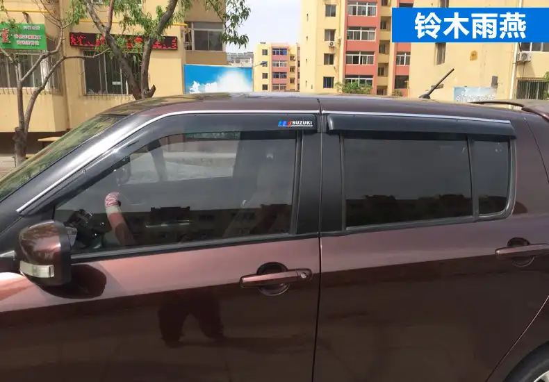 Car Window Rain Visor For Suzuki Swift Chrome Type Newest Thicker Version With Suzuki Logo 4pcs