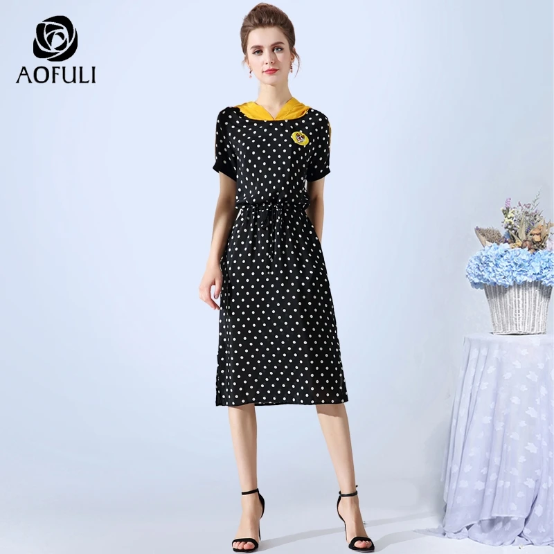 size 4XL / 5XL Vintage Polka Dots Print Dress Summer Plus Size Hooded Casual Dress Drawstring Midi Sundress A3493
size 4XL / 5XL Vintage Polka Dots Print Dress Summer Plus Size Hooded Casual Dress Drawstring Midi Sundress A3493