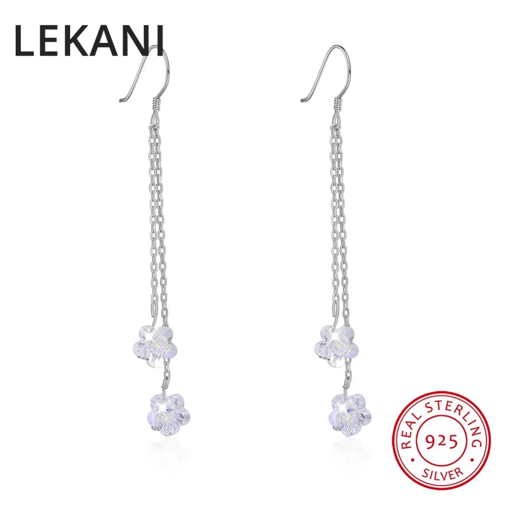 LEKANI Crystals From SWAROVSKI Cute Flower Long Chain Drop Earrings 925 Sterling Silver Earrings For Women Fine Jewelry
LEKANI Crystals From SWAROVSKI Cute Flower Long Chain Drop Earrings 925 Sterling Silver Earrings For Women Fine Jewelry