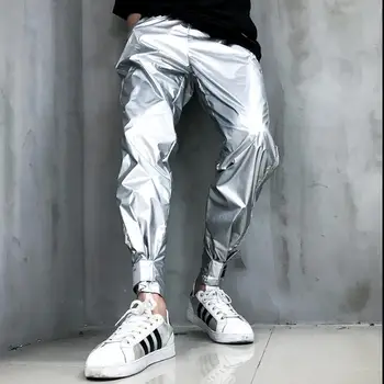 Summer 2019 hip hop handsome trousers shiny silver casual pants Korean version of the trend loose harem pants male clothiNg
Summer 2019 hip hop handsome trousers shiny silver casual pants Korean version of the trend loose harem pants male clothiNg