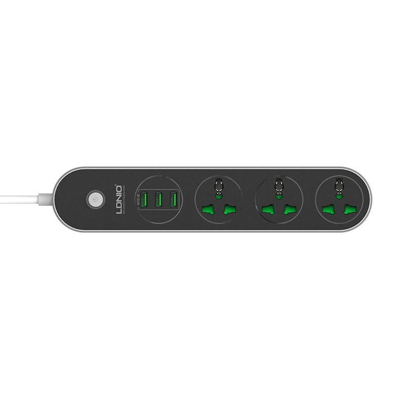 LDNIO Настольный удлинитель питания три/fou USB 250 В номинальное напряжение зарядное