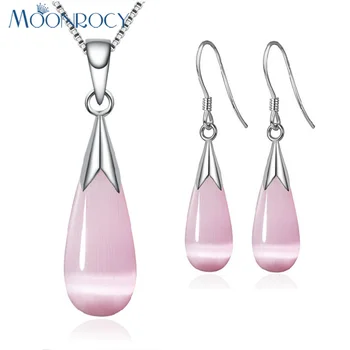 MOONROCY Silver Color Jewelry Set Waterdrop Pink Opal Necklace and Earrings Vintage Jewelry for Women Dropshipping Wholesale
MOONROCY Silver Color Jewelry Set Waterdrop Pink Opal Necklace and Earrings Vintage Jewelry for Women Dropshipping Wholesale