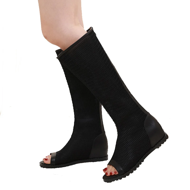 Woman Boots Shoes Summer Open Toe Long Boots Leisure 5cm Wedge Heel Boots Black Mesh High Knee Boots Female Cross Strappy Shoes
Woman Boots Shoes Summer Open Toe Long Boots Leisure 5cm Wedge Heel Boots Black Mesh High Knee Boots Female Cross Strappy Shoes
