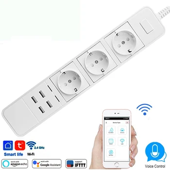 Smart Wifi EU Power Strip Surge Protector Multiple Power Sockets 4 USB Port Voice Control for Amazon Echo ,Goole Assistant,IFTTT
Smart Wifi EU Power Strip Surge Protector Multiple Power Sockets 4 USB Port Voice Control for Amazon Echo ,Goole Assistant,IFTTT