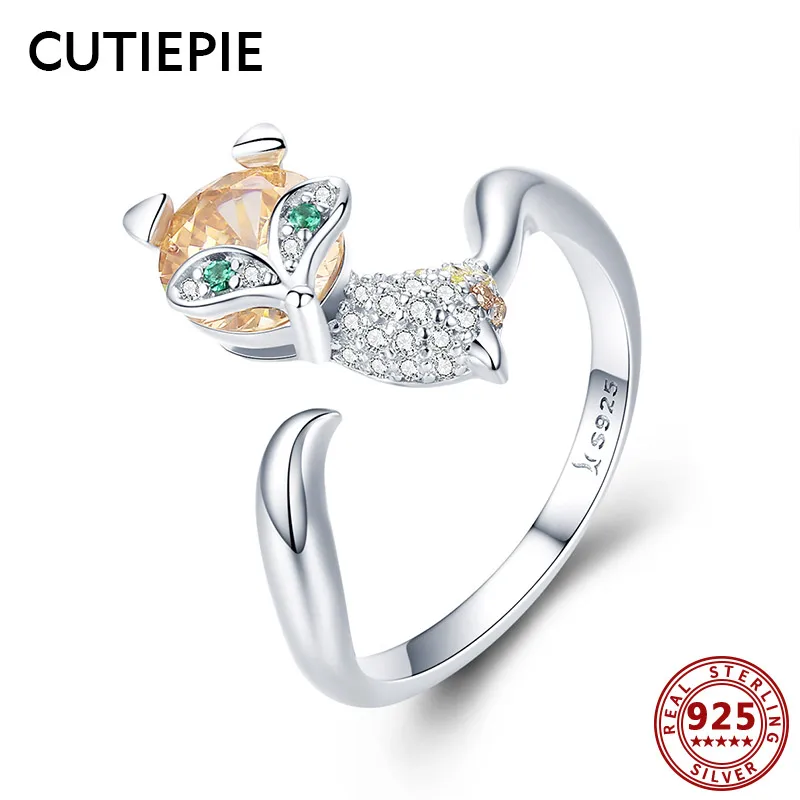 CUTIEPIE 100% Real 925 Sterling Silver Exquisite Fox Rings for Women CZ Crystal Opening Finger Ring Luxury Jewelry Party Gifts
CUTIEPIE 100% Real 925 Sterling Silver Exquisite Fox Rings for Women CZ Crystal Opening Finger Ring Luxury Jewelry Party Gifts