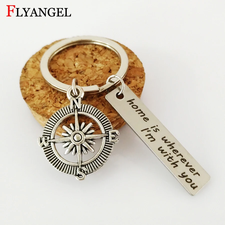 Engraved Home is wherever I'm with you Keychains with Compass Pendant Keychain for Couples Familly Friends Gift Car Bag Keyring
Engraved Home is wherever I'm with you Keychains with Compass Pendant Keychain for Couples Familly Friends Gift Car Bag Keyring