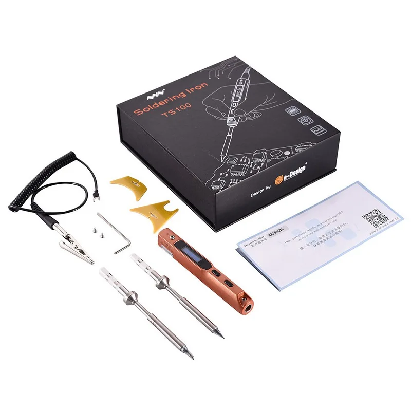 TS100 Mini Electric Soldering Iron Set with Two Soldering Iron Tips B2+ D24/K+I/UK+C4/BC2+D24 with Hexagon screwdriver New
TS100 Mini Electric Soldering Iron Set with Two Soldering Iron Tips B2+ D24/K+I/UK+C4/BC2+D24 with Hexagon screwdriver New