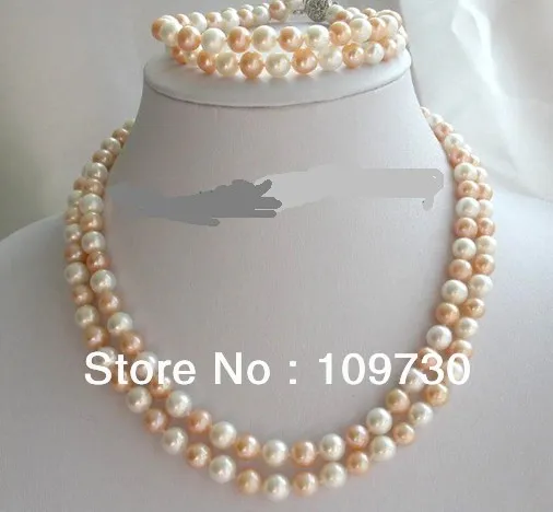 Jewelry 00499 WOW 2rows 8mm round white pink freshwater pearls bracelet&necklace a set (A0423)
Jewelry 00499 WOW 2rows 8mm round white pink freshwater pearls bracelet&necklace a set (A0423)