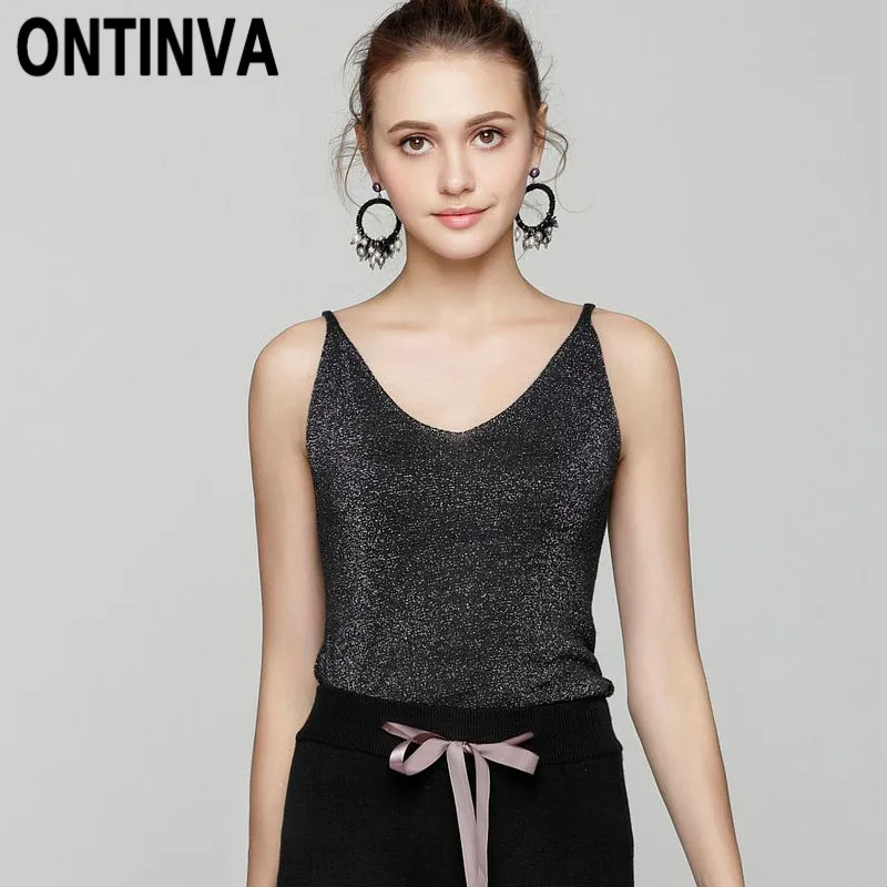 Fashion Glittering Camisole Tops for Women Sexy V Neck Stretchable Knitted Sleeveless Vest Black White Tank Tops Summer Sweater
Fashion Glittering Camisole Tops for Women Sexy V Neck Stretchable Knitted Sleeveless Vest Black White Tank Tops Summer Sweater