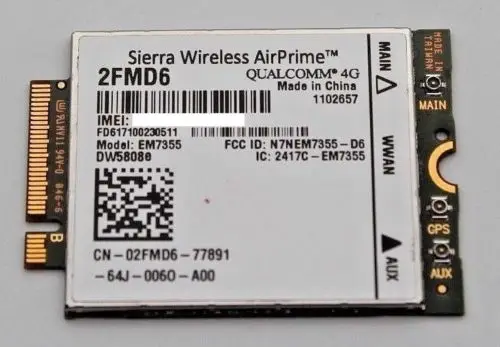 Карта для Dell 4G LTE DW5808e EM7355 Gobi5000 WWAN и GPS-карта (2FMD6) ноутбуков Latitude | Компьютеры офис