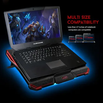 5 Fans Laptop Cooling Pad for 14-17 Inch Laptop, Cooler Pad with LED Light, Dual USB 2.0 Ports, Adjustable Mount Stand
5 Fans Laptop Cooling Pad for 14-17 Inch Laptop, Cooler Pad with LED Light, Dual USB 2.0 Ports, Adjustable Mount Stand