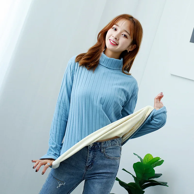 New Winter Warm Fashion Shirts Striped Women T-shirts Long Sleeve High-Neck Basic Casual Female Pullovers Elasticity D308
New Winter Warm Fashion Shirts Striped Women T-shirts Long Sleeve High-Neck Basic Casual Female Pullovers Elasticity D308