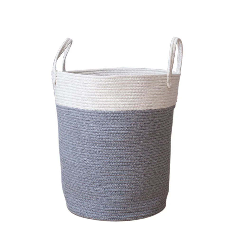 2x Cotton Weaving Storage Basket Rattan Storage Box For Cosmetics Basket Organizer Sundries Laundry Toys Storage Basket