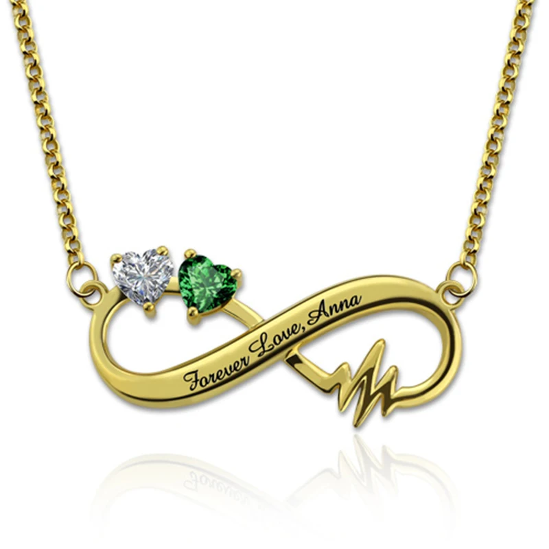 Personalized Engraving Heartbeat Infinity Necklace Custom Name Letter Birthstone Choker Chain Gold Collar Necklaces for Lover
Personalized Engraving Heartbeat Infinity Necklace Custom Name Letter Birthstone Choker Chain Gold Collar Necklaces for Lover