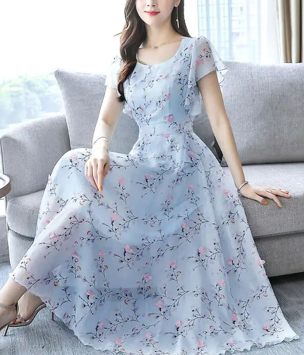 2019 Summer New Arrival Plus Size M-3XL Korean Flower Decorated Butterfly Sleeve Woman Long Chiffon Dress
2019 Summer New Arrival Plus Size M-3XL Korean Flower Decorated Butterfly Sleeve Woman Long Chiffon Dress