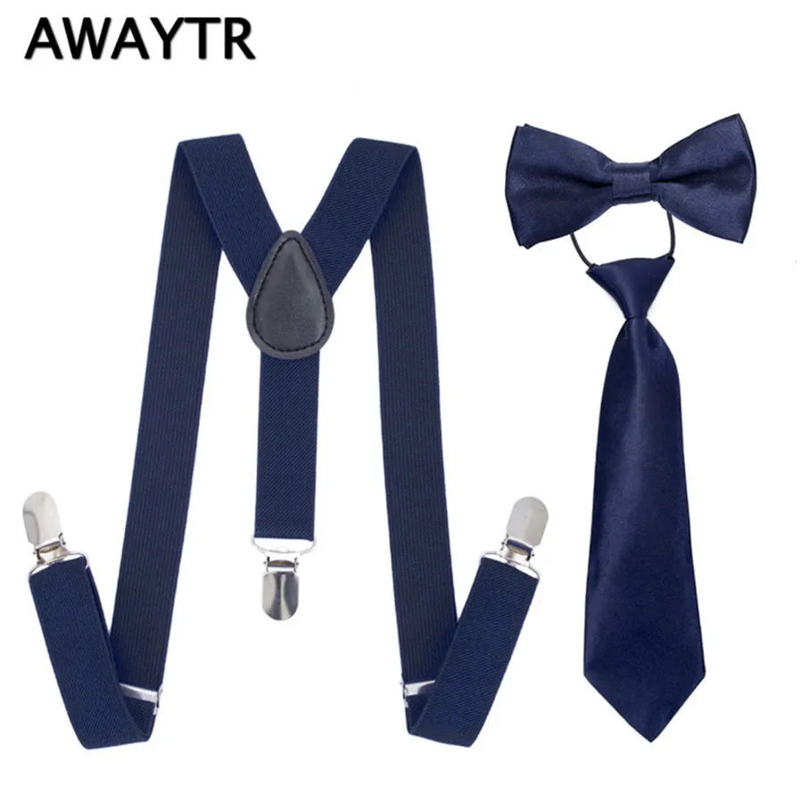 3PCS/Set AWAYTR Kid Navy Suspenders for School Wedding New Fashion Bow ties Neckties Braces Set Adjustable Bretels for Boys
3PCS/Set AWAYTR Kid Navy Suspenders for School Wedding New Fashion Bow ties Neckties Braces Set Adjustable Bretels for Boys