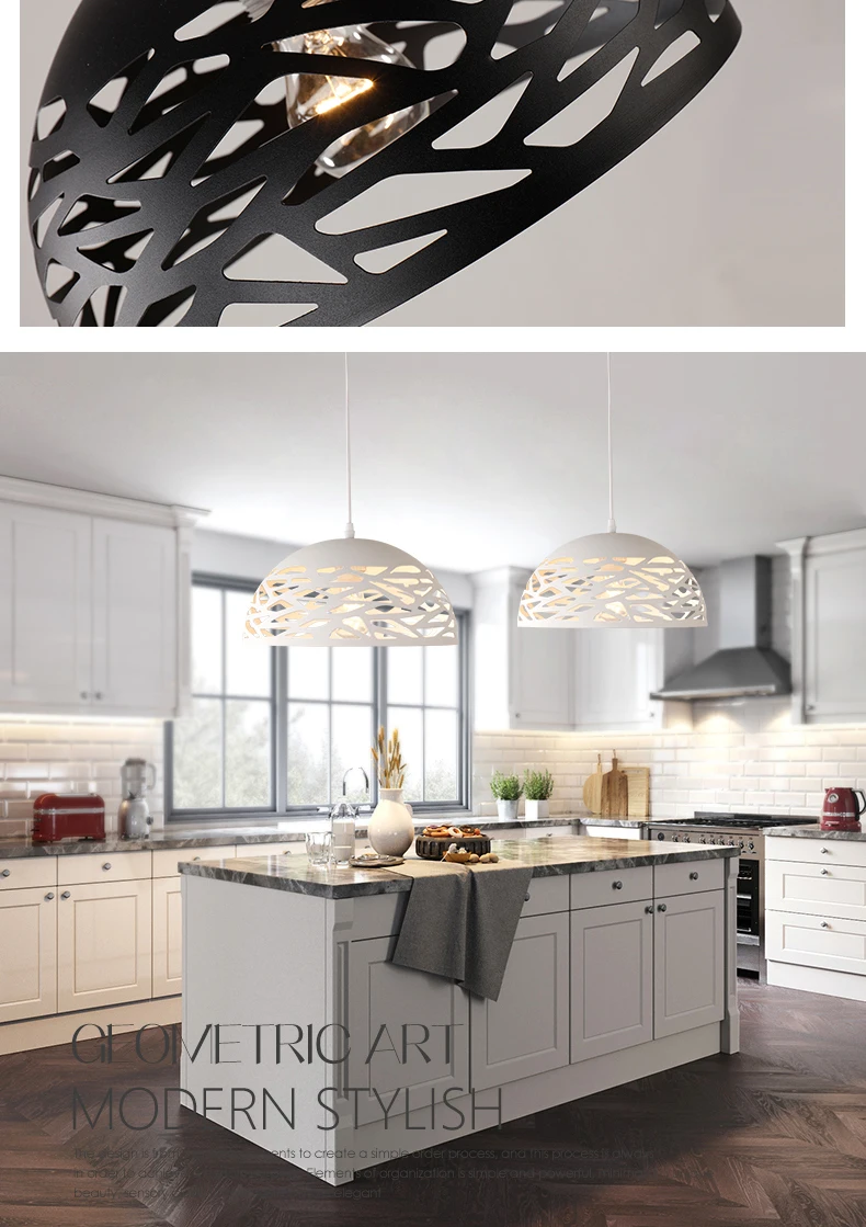 Lámparas colgantes clásicas huecas para cocina lámpara colgante de