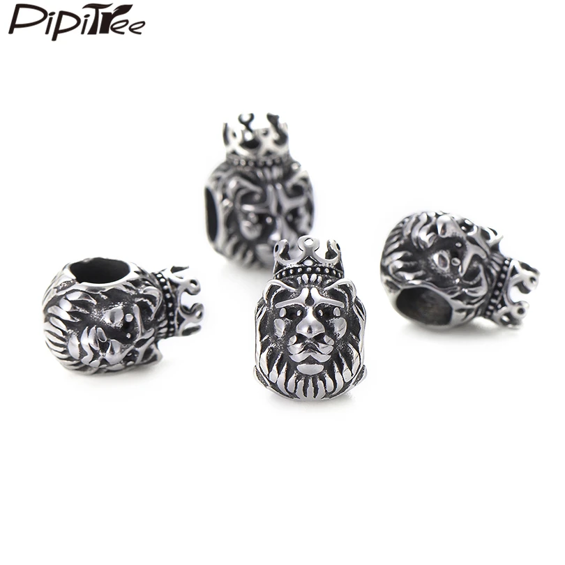 Pipitree 4pcs/lot Stainless Steel Crown Lion Head Beads Charms fit Men Bracelet Big Hole DIY Black Vintage Beads Jewelry Making
Pipitree 4pcs/lot Stainless Steel Crown Lion Head Beads Charms fit Men Bracelet Big Hole DIY Black Vintage Beads Jewelry Making