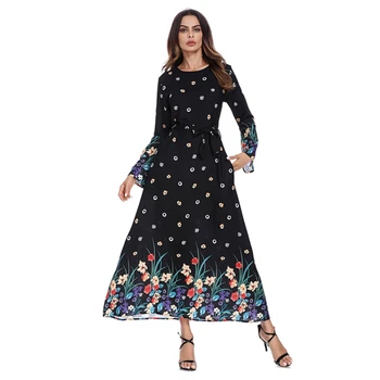 Women Floral Print Muslim Dress O Neck Self Belt Flare Sleeve Elegant Sashes Long Abaya Turkish Dubai Dress plus size 2XL
Women Floral Print Muslim Dress O Neck Self Belt Flare Sleeve Elegant Sashes Long Abaya Turkish Dubai Dress plus size 2XL