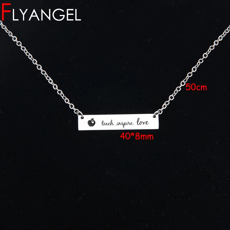 FLYANGEL Cute Jewelry Bar Necklace High Quality Engraved Teach Inspire Love For Teacher Necklace Accessories Gifts
FLYANGEL Cute Jewelry Bar Necklace High Quality Engraved Teach Inspire Love For Teacher Necklace Accessories Gifts