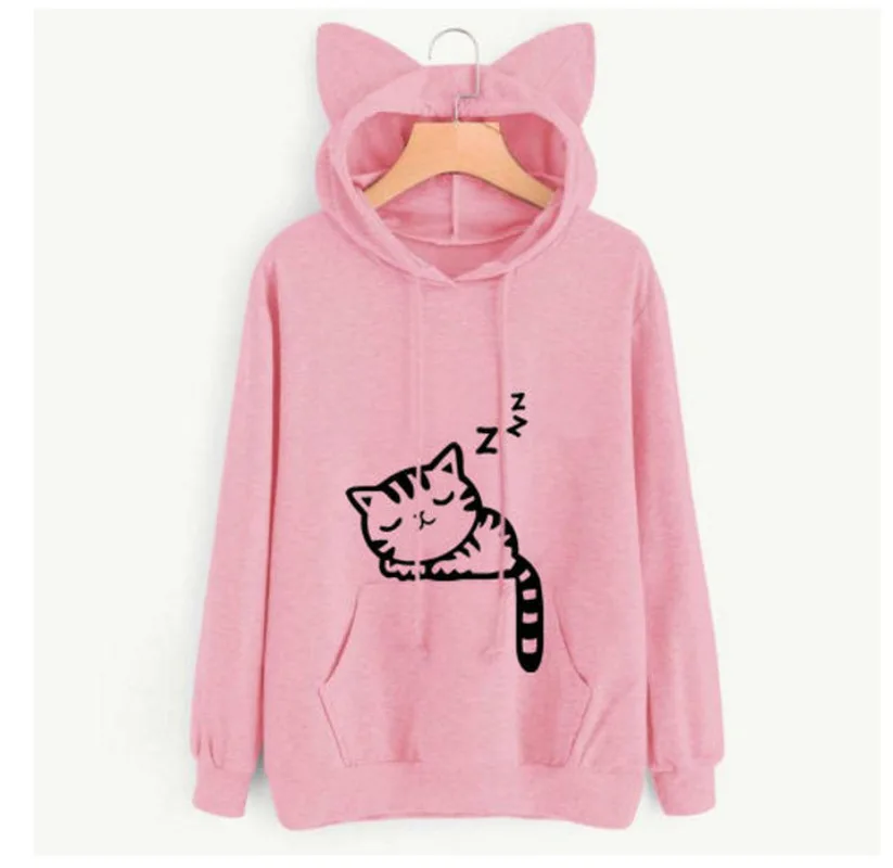 Women Hooded Sweet Loose Sweatshirts Cute Long Sleeve Pullovers sudadera mujer Pink Kawaii Print Cat Ear Cap Hoodies
Women Hooded Sweet Loose Sweatshirts Cute Long Sleeve Pullovers sudadera mujer Pink Kawaii Print Cat Ear Cap Hoodies