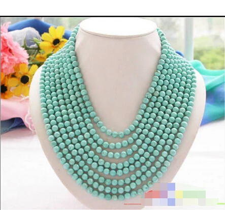 S1039 8row 6mm round green turquoise bead necklace magnet @^18K GP style Fine jewe Noble Natural jade SHIPPING
S1039 8row 6mm round green turquoise bead necklace magnet @^18K GP style Fine jewe Noble Natural jade SHIPPING