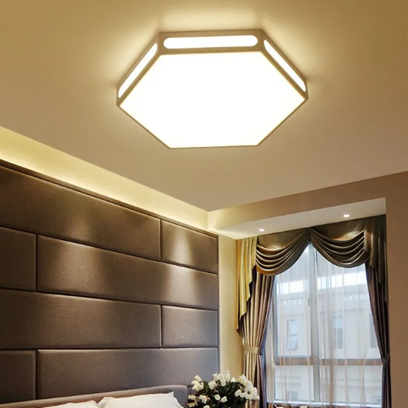 2019 Modern White Hexagon Lamp Led Ceiling Light Fixture Indoor Lighting Smart Remote Control Ceiling Lamp For Living Room Bedroom From Alluring