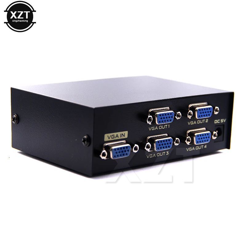 Newest 4 port VGA Splitter 1x4 1 to 4 ports VGA Video HD Signal Amplifier 200MHz Support 1920x1440 with power for VGA Adpater
Newest 4 port VGA Splitter 1x4 1 to 4 ports VGA Video HD Signal Amplifier 200MHz Support 1920x1440 with power for VGA Adpater