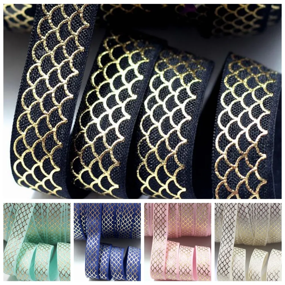 5/8" Gold foil Mermaid Fish Scale Printed FOE Fold Over Elastic for handmade Hair Tie Headband Accessory welcome custom printed
5/8" Gold foil Mermaid Fish Scale Printed FOE Fold Over Elastic for handmade Hair Tie Headband Accessory welcome custom printed
