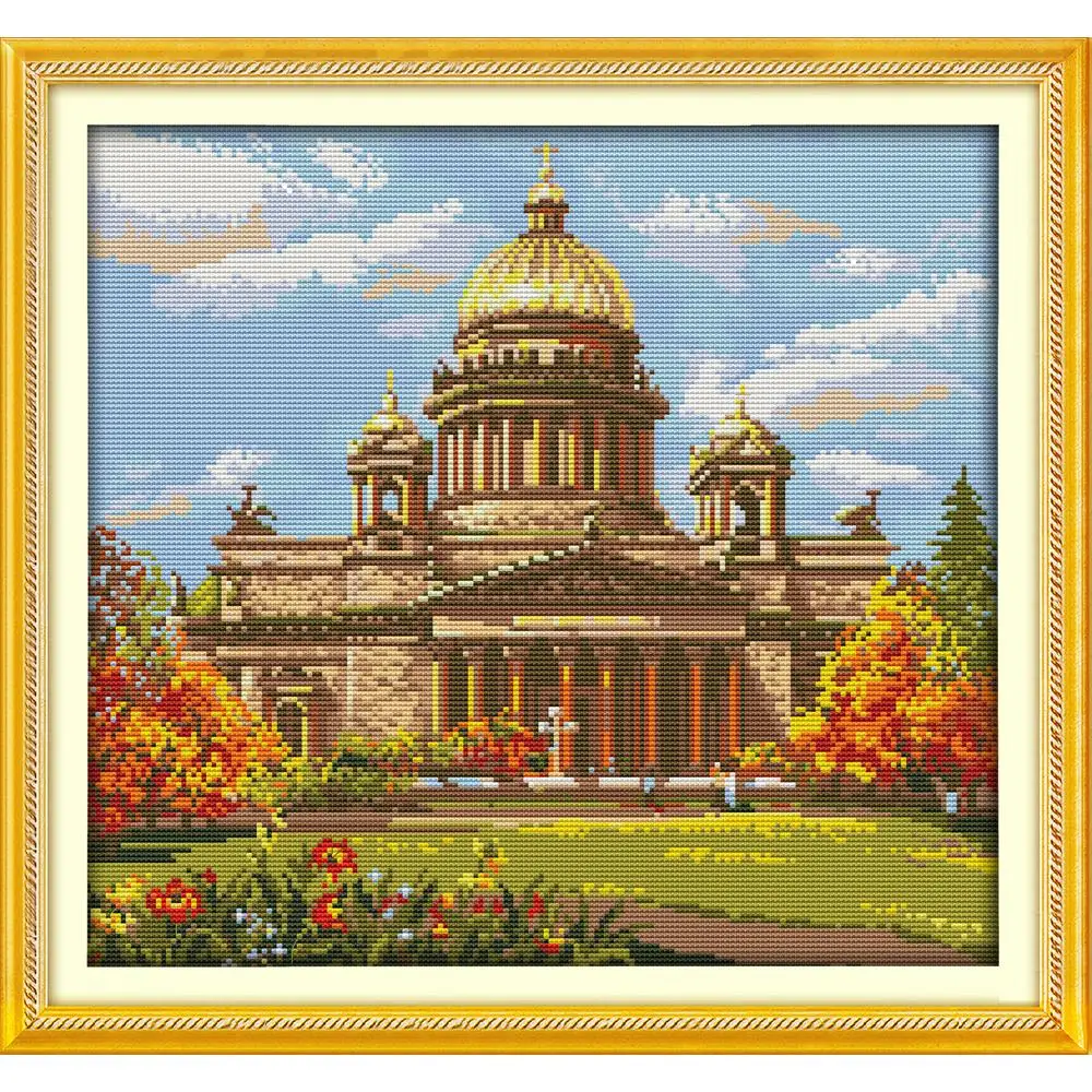 

Everlasting love Castle (6) Chinese cross stitch kits Ecological cotton 11 CT stamped printed DIY Christmas decorations for home