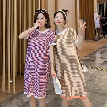 New maternity dress summer dress knit maternity dress maternity dress Korean fashion plaid pregnancy skirt 
New maternity dress summer dress knit maternity dress maternity dress Korean fashion plaid pregnancy skirt