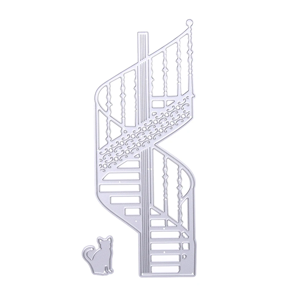 Image Spiral Stairs Cat Metal Cutting Dies Stencils for DIY Scrapbooking Christmas Party Card Decor Paper Card Craft Embossing Folder