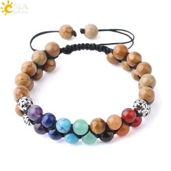 CSJA 7 Chakra Reiki Natural Gem Stone Braided Bracelets Men Adjustable Double Layer 8mm Mala Beads Amazonite Tiger Eye Lava F784
CSJA 7 Chakra Reiki Natural Gem Stone Braided Bracelets Men Adjustable Double Layer 8mm Mala Beads Amazonite Tiger Eye Lava F784