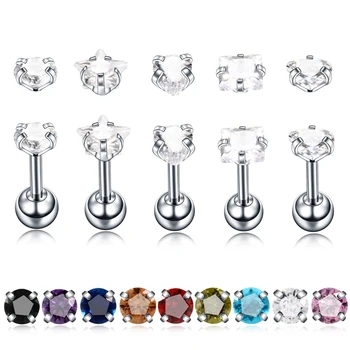 

1PC Steel 16G CZ Gem Conch Lobe Barbell Women Crystal Zircon Ear Cartilage Bar Tragus Helix Stud Earrings Body Piercings Jewelry