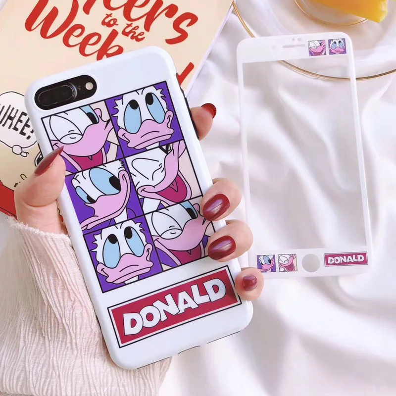 For iPhone X Cute Donald Soft case + Tempered Glass Screen film & cartoon back Cover for iPhone 8 8Plus 7 7plus 6 6S 6SP
For iPhone X Cute Donald Soft case + Tempered Glass Screen film & cartoon back Cover for iPhone 8 8Plus 7 7plus 6 6S 6SP