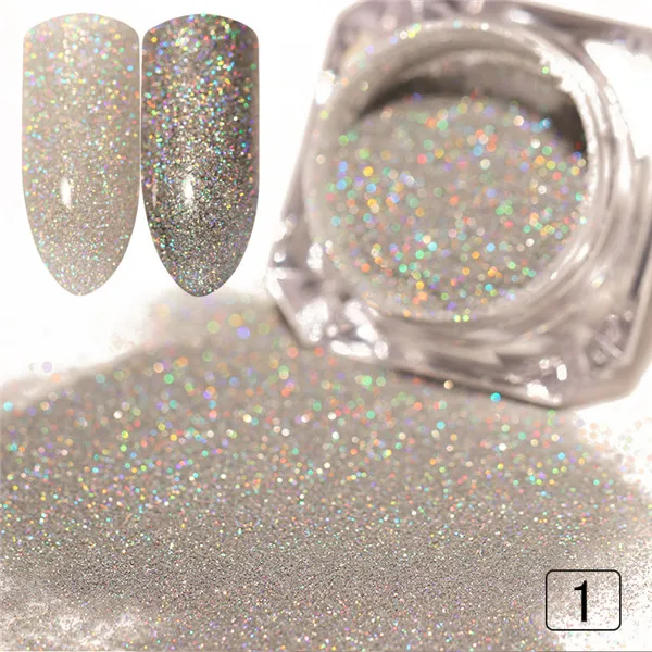 

1 Box 1g Shining Gold Silver Nail Glitter Powder Dust 3D Sequins For Nail Art Dust Flakes Decorations UV Gel Polish Tips