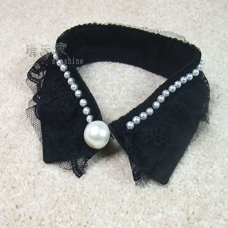 New Womens Lady Handmade Multi Layered Black Lace Cotton Peaked Lapel Collar Faux Pearl Necklace Elegant Choker 36cm Length
New Womens Lady Handmade Multi Layered Black Lace Cotton Peaked Lapel Collar Faux Pearl Necklace Elegant Choker 36cm Length