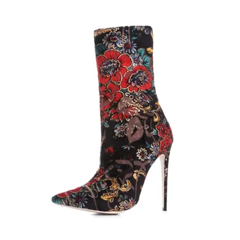 Women Flock Elastic Cloth Short Boot Fashion Nationality Printing Embroidery Stilettos High Heels Spring And Autumn Short Boots
Women Flock Elastic Cloth Short Boot Fashion Nationality Printing Embroidery Stilettos High Heels Spring And Autumn Short Boots